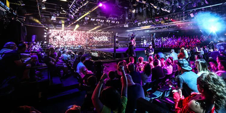 Audience at an indoor sporting event at Epic Studios